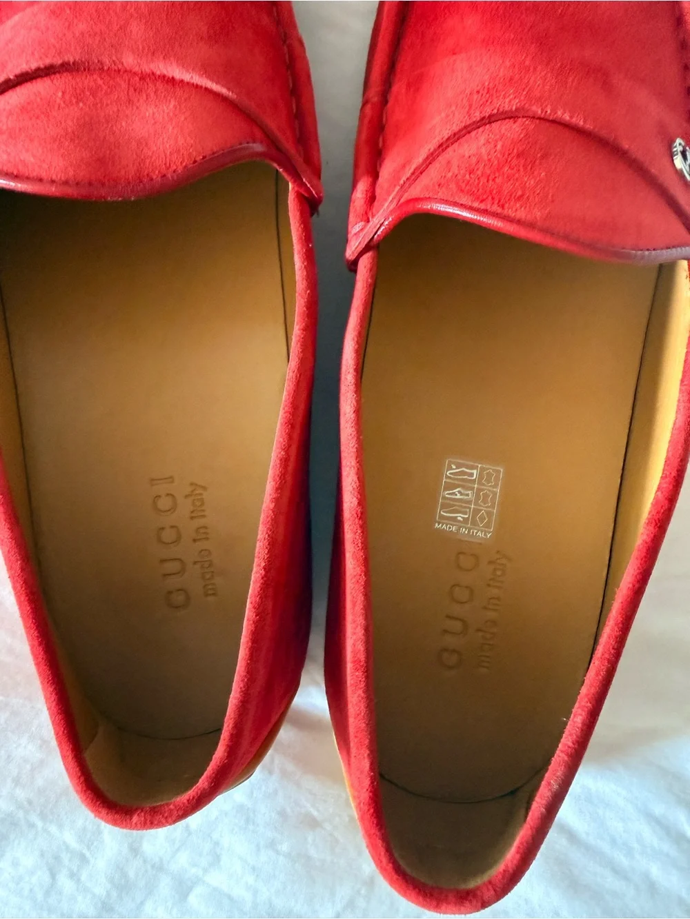 Gucci Red Suede Penny Loafers for Men